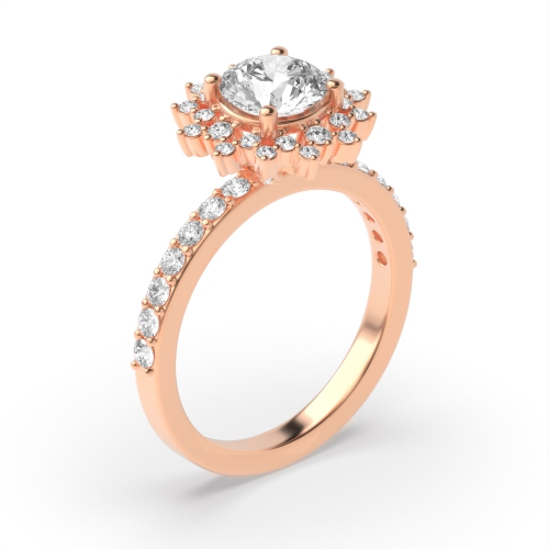 Buy 4 Prong Setting Round Shape Diamond Halo Ring  - Abelini