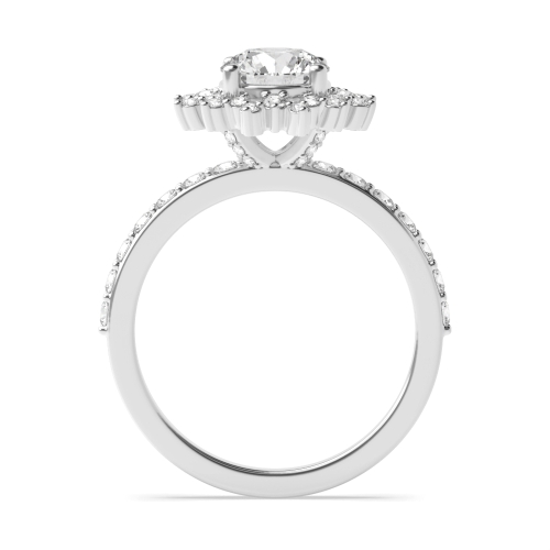 4 Prong Round Platinum Styled flower halo Halo Engagement Rings