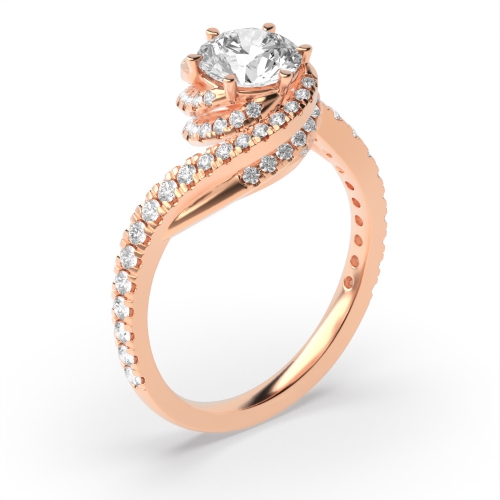 Buy 6 Prong Setting Round Shape Diamond Halo Ring - Abelini