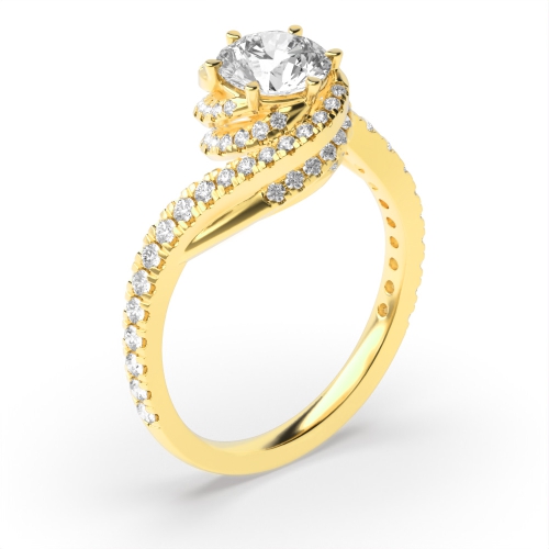 Buy 6 Prong Setting Round Shape Diamond Halo Ring - Abelini