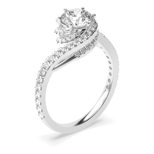 6 Prong Round Platinum Cosmic Halo Engagement Rings