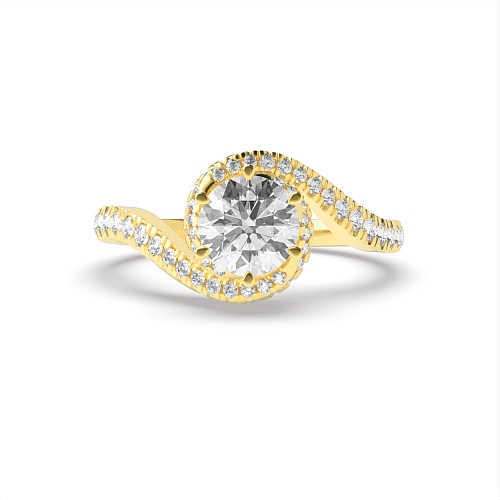 6 Prong Round Yellow Gold Cosmic Unusual Engagement Rings