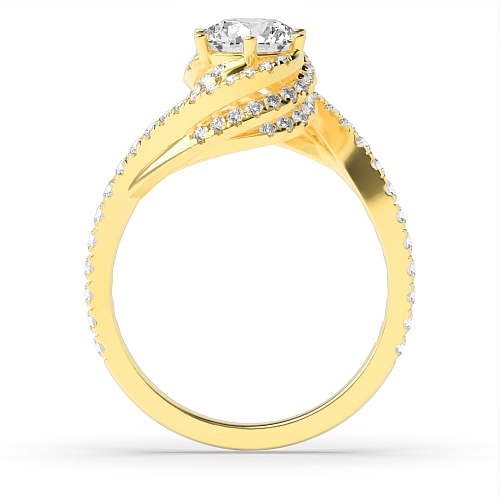 6 Prong Round Yellow Gold Cosmic Unusual Engagement Rings