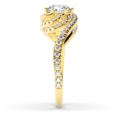 6 Prong Round Yellow Gold Cosmic Unusual Engagement Rings