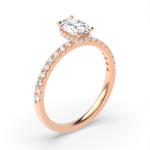 oval shape 4 prong setting side stone diamond ring