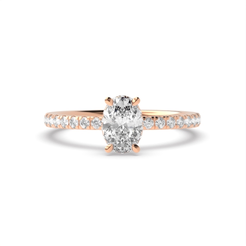 Oval Rose Gold Side Stone Diamond Ring