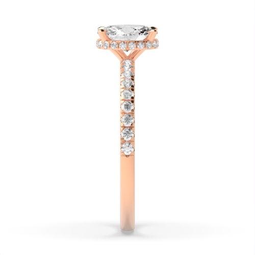 Oval Rose Gold Side Stone Diamond Ring
