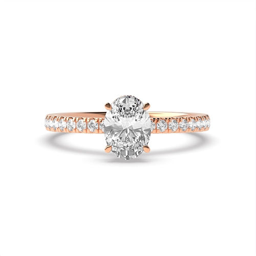 4 Prong Rose Gold Hidden halo pave set Engagement Rings