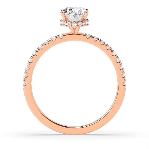 4 Prong Rose Gold Hidden halo pave set Engagement Rings