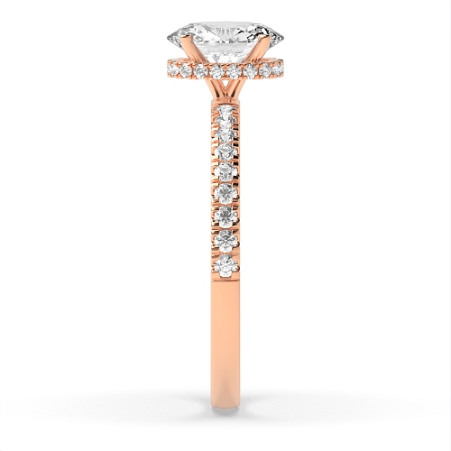 4 Prong Rose Gold Hidden halo pave set Engagement Rings