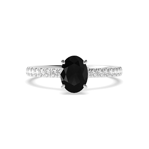 4 Prong Hidden halo pave set Black Diamond Engagement Rings