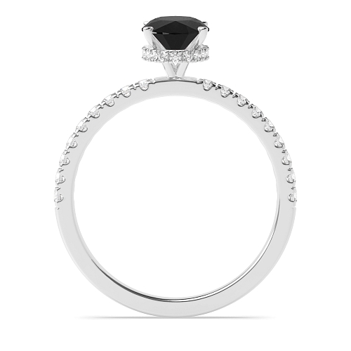 4 Prong Hidden halo pave set Black Diamond Engagement Rings