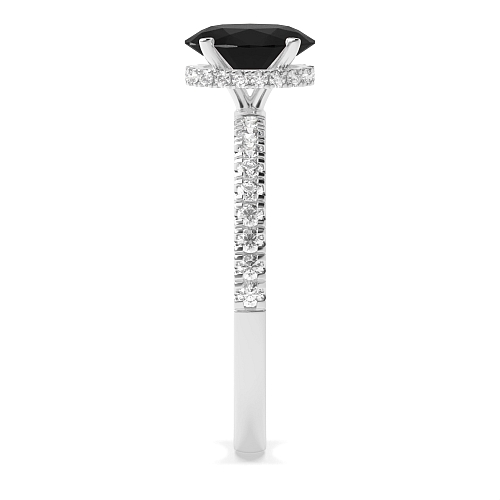 4 Prong Hidden halo pave set Black Diamond Engagement Rings