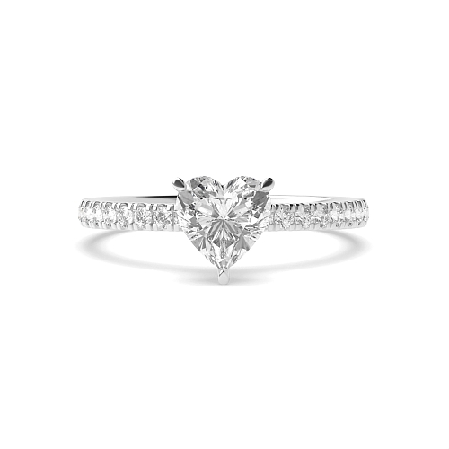 Prong Heart Hidden halo pave set Engagement Rings
