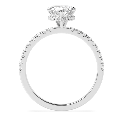 Prong Heart Hidden halo pave set Engagement Rings