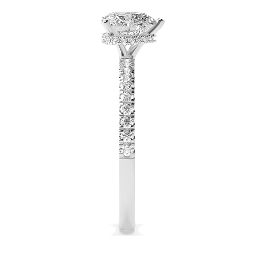 Prong Heart Hidden halo pave set Engagement Rings
