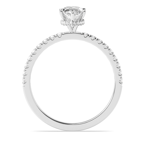 4 Prong Marquise Hidden halo pave set Engagement Rings