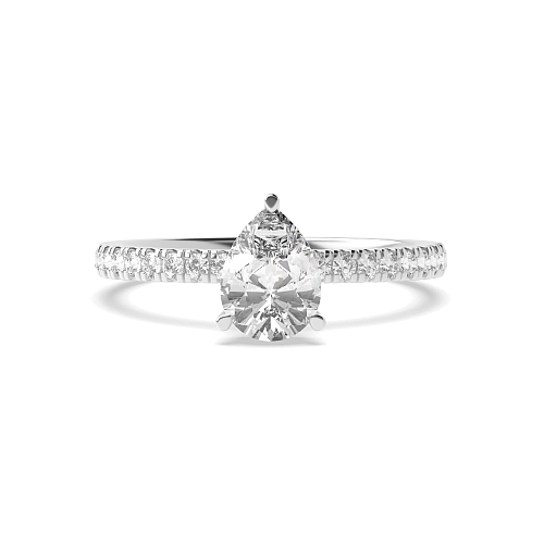 Prong Pear Hidden halo pave set Engagement Rings