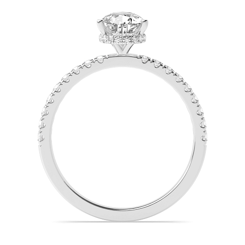 Prong Pear Hidden halo pave set Engagement Rings