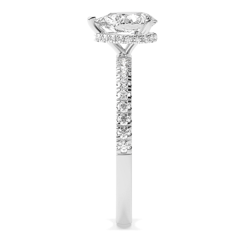 Prong Pear Hidden halo pave set Engagement Rings