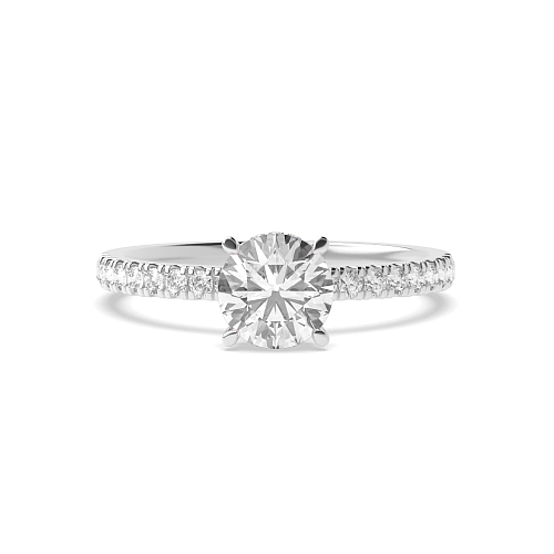 4 Prong Round Hidden halo pave set Engagement Rings