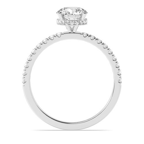 4 Prong Round Hidden halo pave set Engagement Rings