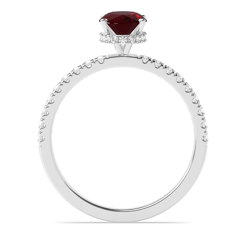 4 Prong Hidden halo pave set Ruby Engagement Rings