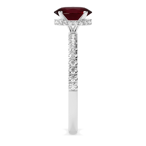 4 Prong Hidden halo pave set Ruby Engagement Rings