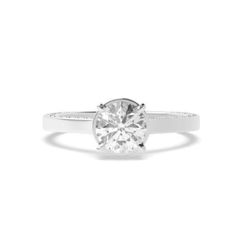 4 Prong Round Side Stone Engagement Ring
