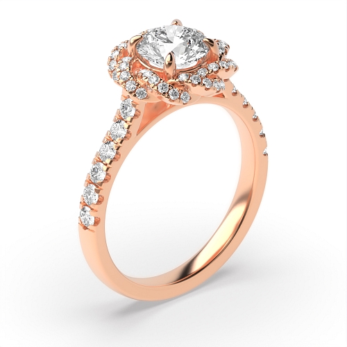 4 Prong Round Rose Gold Twisted engagement Unusual Engagement Rings