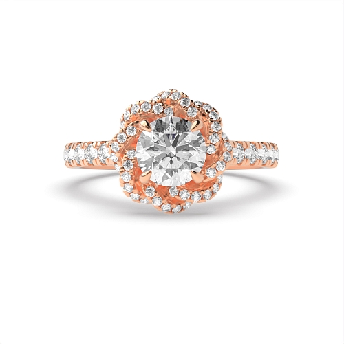 4 Prong Round Rose Gold Twisted engagement Unusual Engagement Rings
