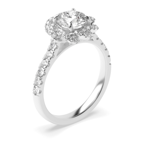 4 Prong Round Twisted Engagement Side Stone Diamond Ring