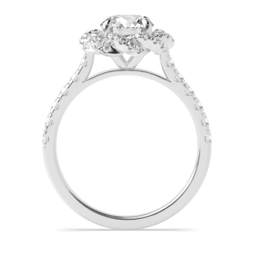 4 Prong Round Twisted Engagement Side Stone Diamond Ring