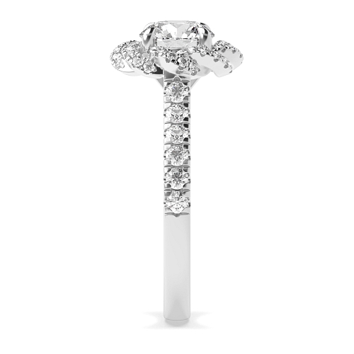 4 Prong Round Twisted engagement Side Stone Engagement Rings