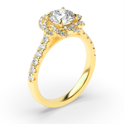 4 Prong Round Yellow Gold Twisted engagement Unusual Engagement Rings