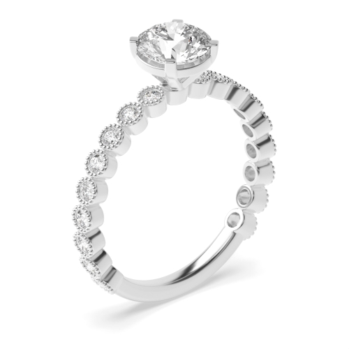 4 Prong Round Vintage Side Stone Diamond Ring