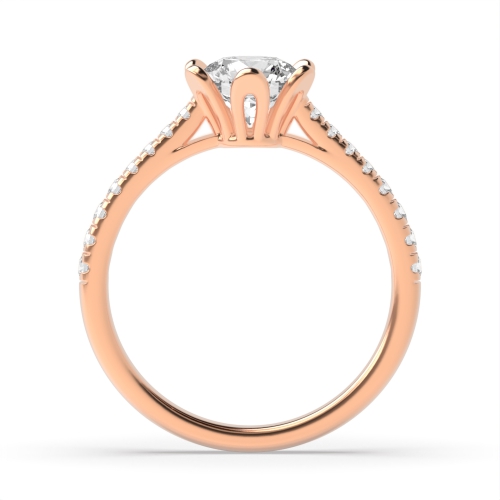 6 Prong Round Rose Gold Floral Engagement Rings