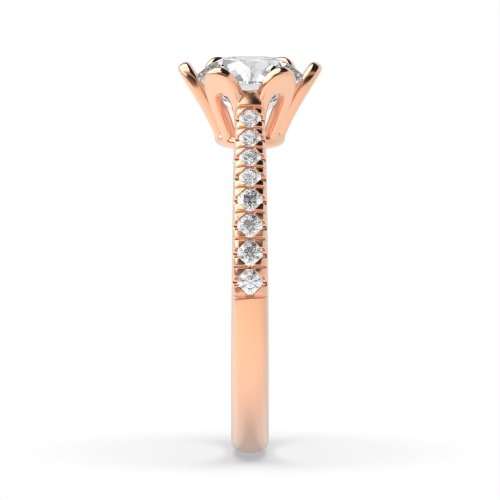6 Prong Round Rose Gold Floral Engagement Rings