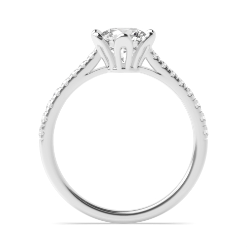 6 Prong Round Floral Side Stone Diamond Ring