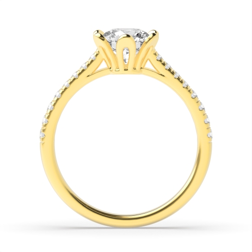 6 Prong Round Yellow Gold Floral Engagement Rings