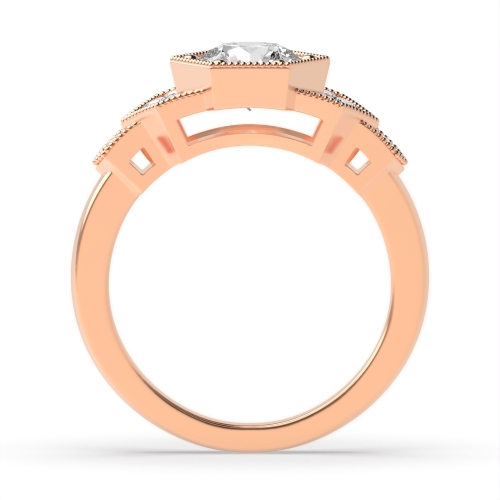 Pave Setting Round Rose Gold Twilight flank Engagement Rings