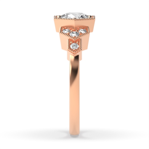 Pave Setting Round Rose Gold Twilight flank Engagement Rings