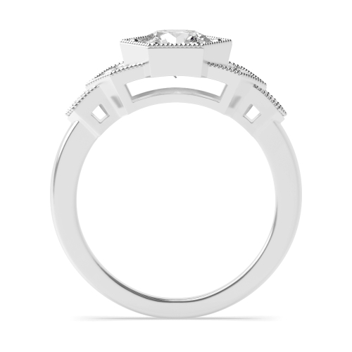 Pave Setting Round Twilight Flank Side Stone Diamond Ring