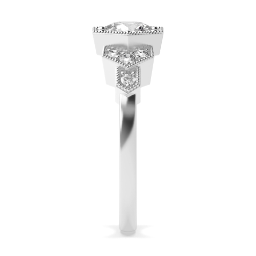 Pave Setting Round Twilight Flank Side Stone Diamond Ring