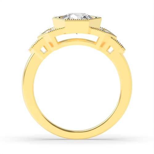 Pave Setting Round Yellow Gold Twilight flank Engagement Rings