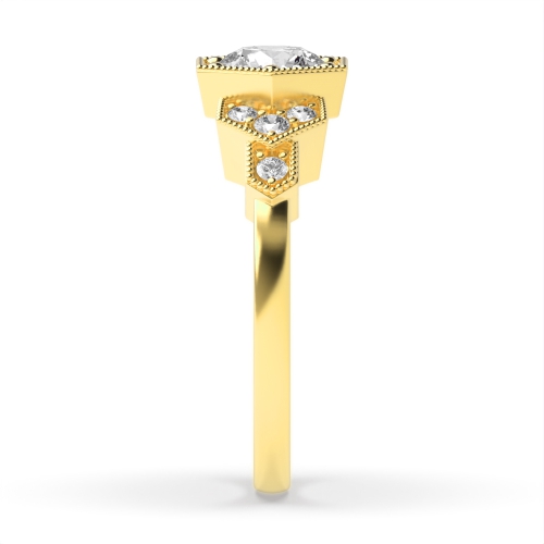 Pave Setting Round Yellow Gold Twilight flank Engagement Rings