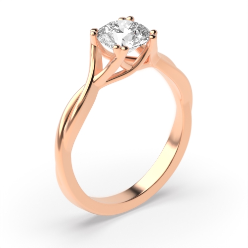 4 Prong Round Rose Gold Split shank Engagement Rings