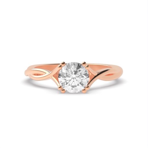 4 Prong Round Rose Gold Split shank Engagement Rings