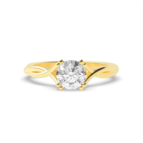 4 Prong Round Yellow Gold Split shank Engagement Rings