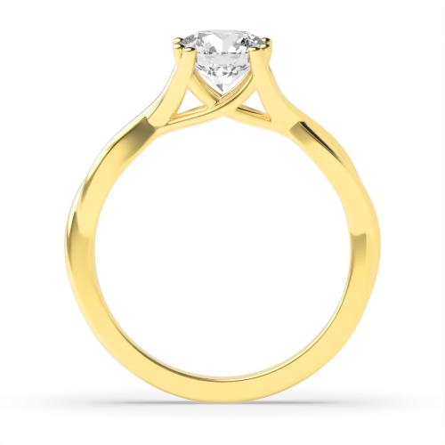 4 Prong Round Yellow Gold Split shank Engagement Rings